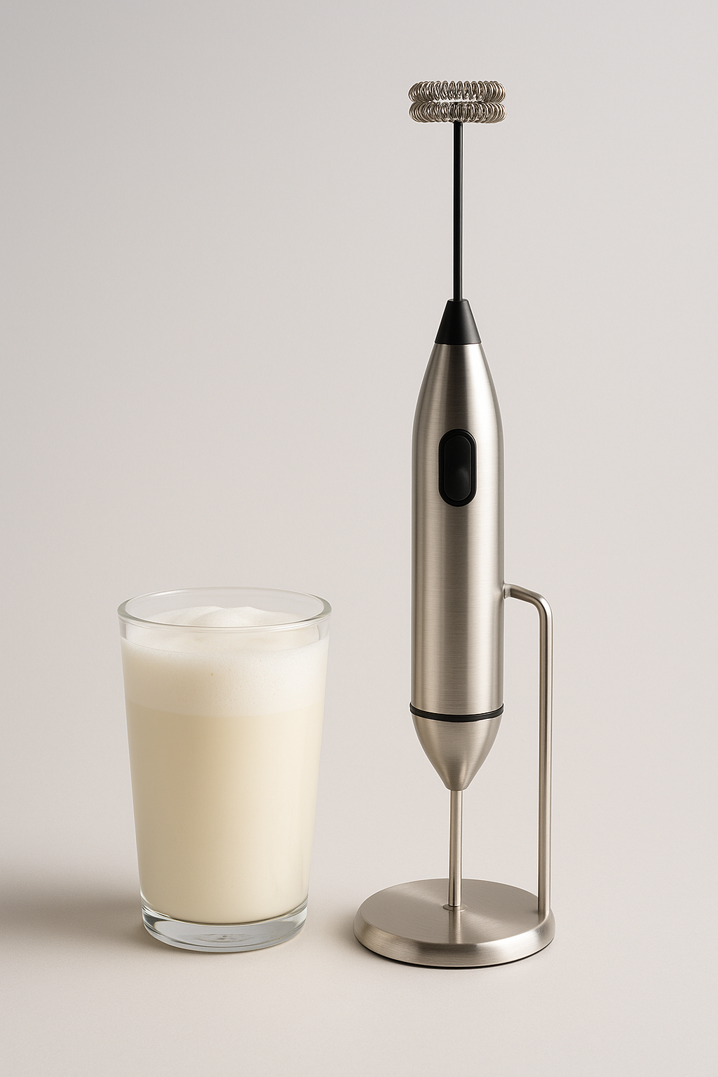 Electric Milk Frother (Stainless, Stand Included)